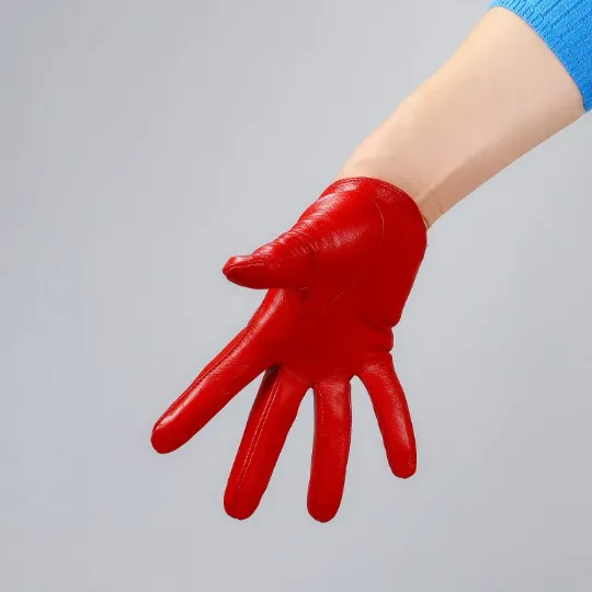 Ultrashort GENUINE LEATHER Half Palm Gloves: Blue