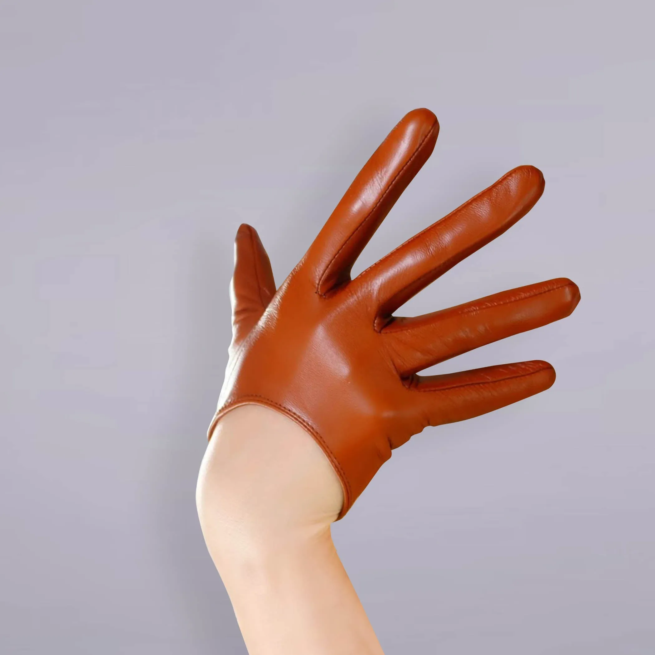 Ultrashort GENUINE LEATHER Half Palm Gloves: Blue