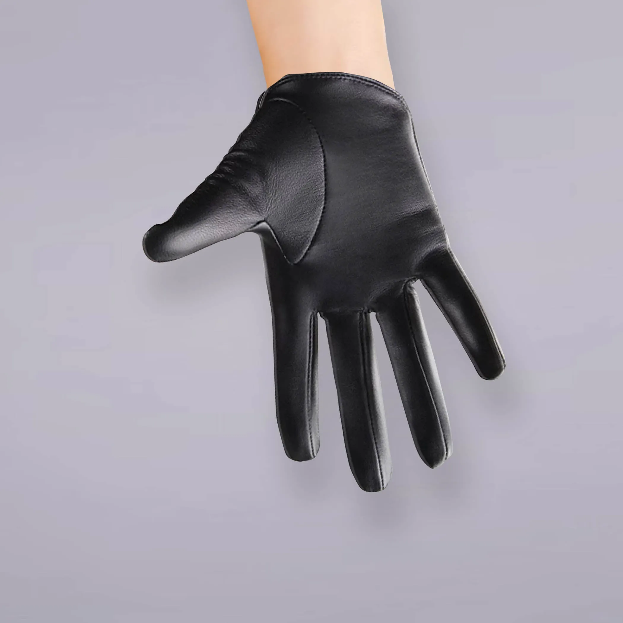 Ultrashort GENUINE LEATHER Half Palm Gloves: Blue