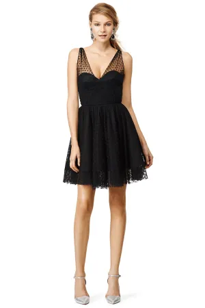 V-neck Black Tulle Homecoming Dresses with Dots Patterns