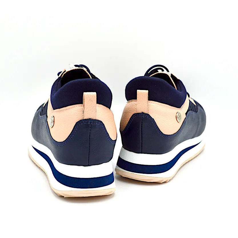 VERSE ELEVATED TRAINER - NAVY BLUE & ROSEGOLD LEATHER/MESH
