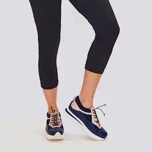 VERSE ELEVATED TRAINER - NAVY BLUE & ROSEGOLD LEATHER/MESH
