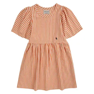 Vertical Stripes Ruffle Sleeves Dress