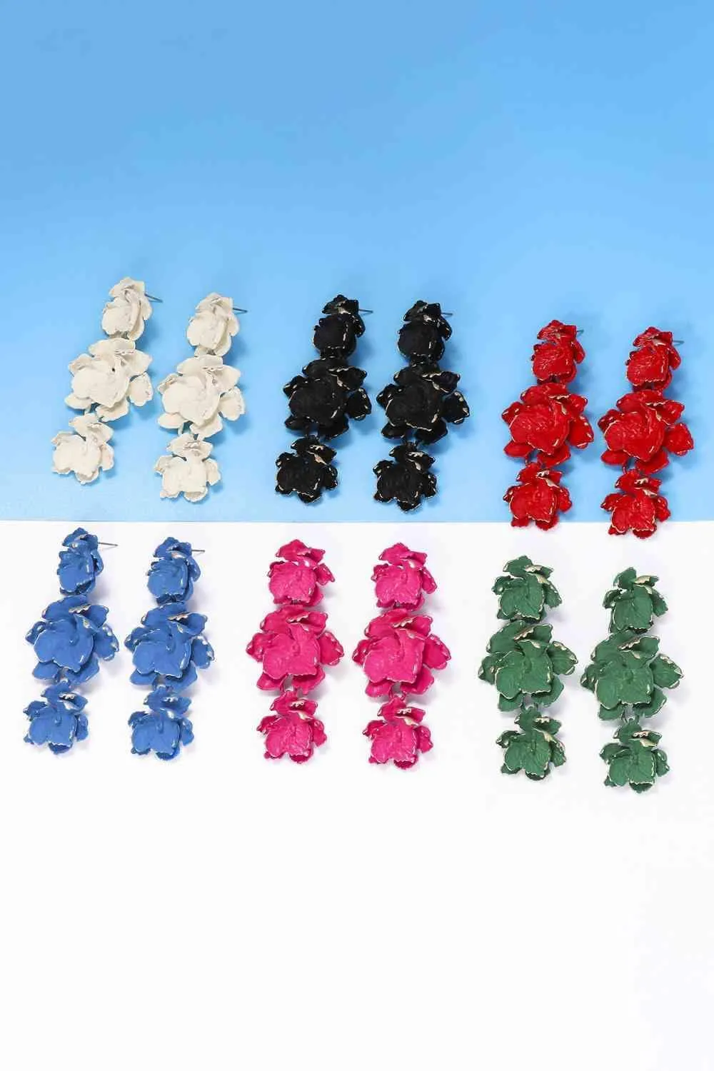 Vibrant Zinc Alloy Flower Dangle Earrings