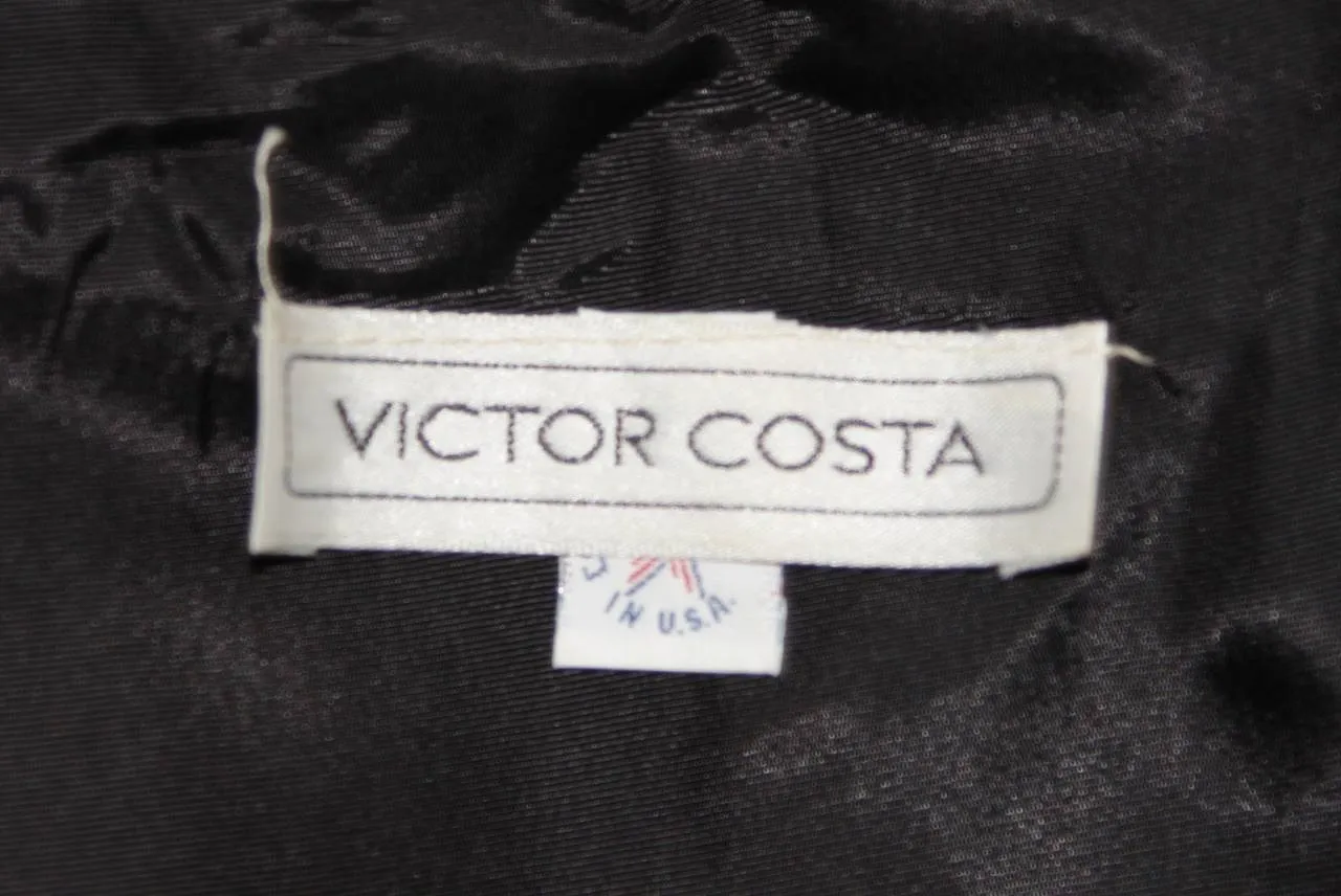 VICTOR COSTA Black Cocktail Dress w/ Horsehair Ruffles Size 2