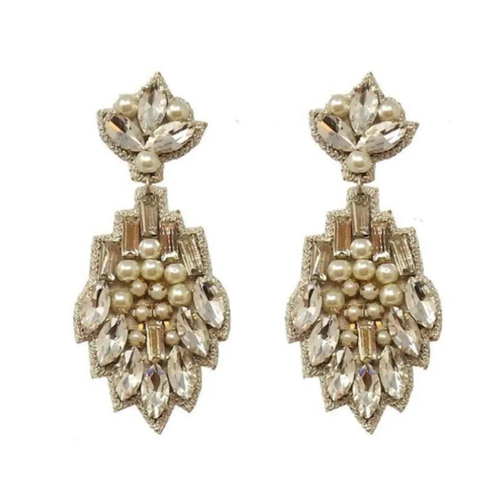 Vietri Crystal and Pearl Drop Earrings