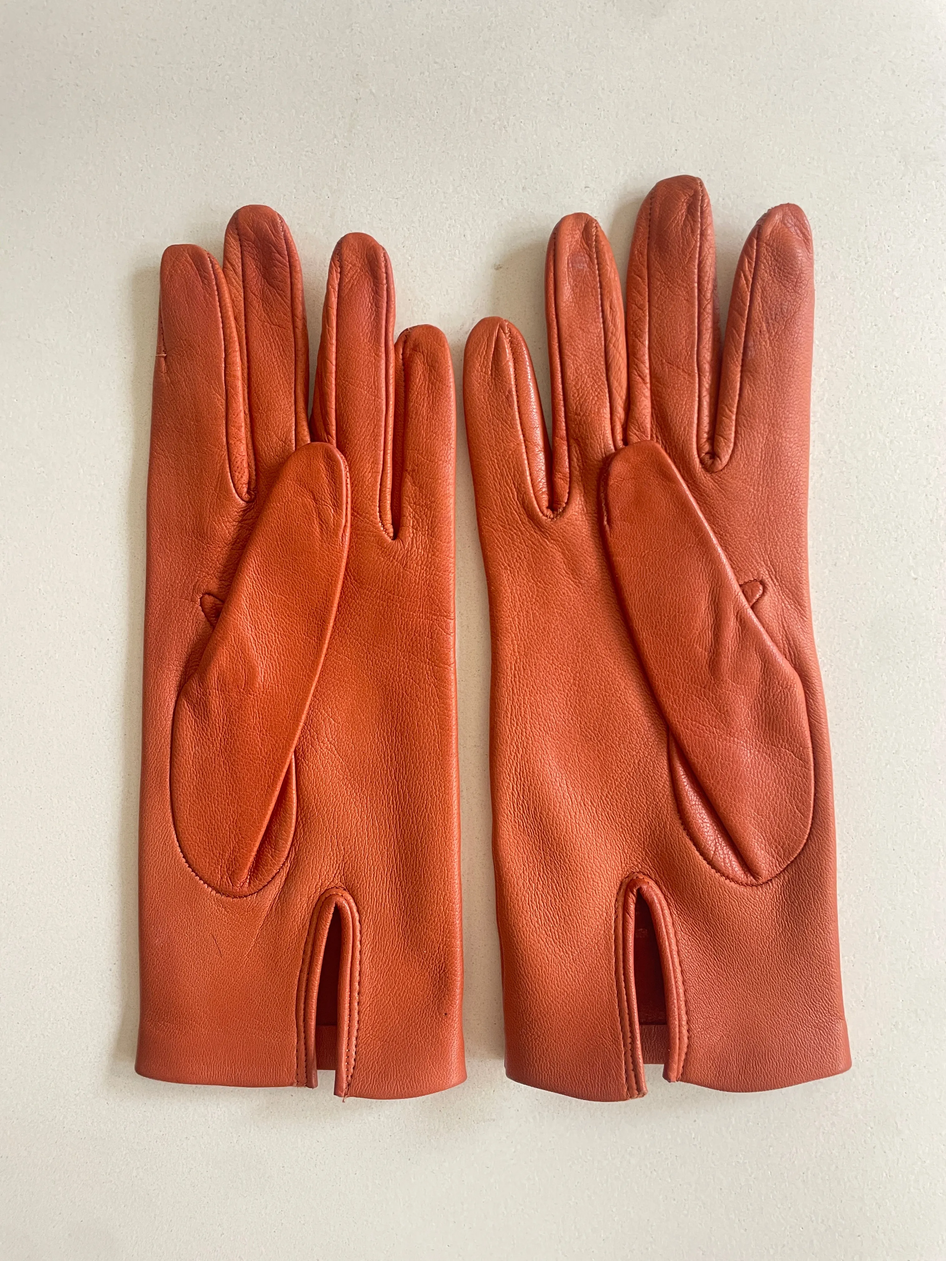 Vintage Burnt Orange Kid Leather Gloves