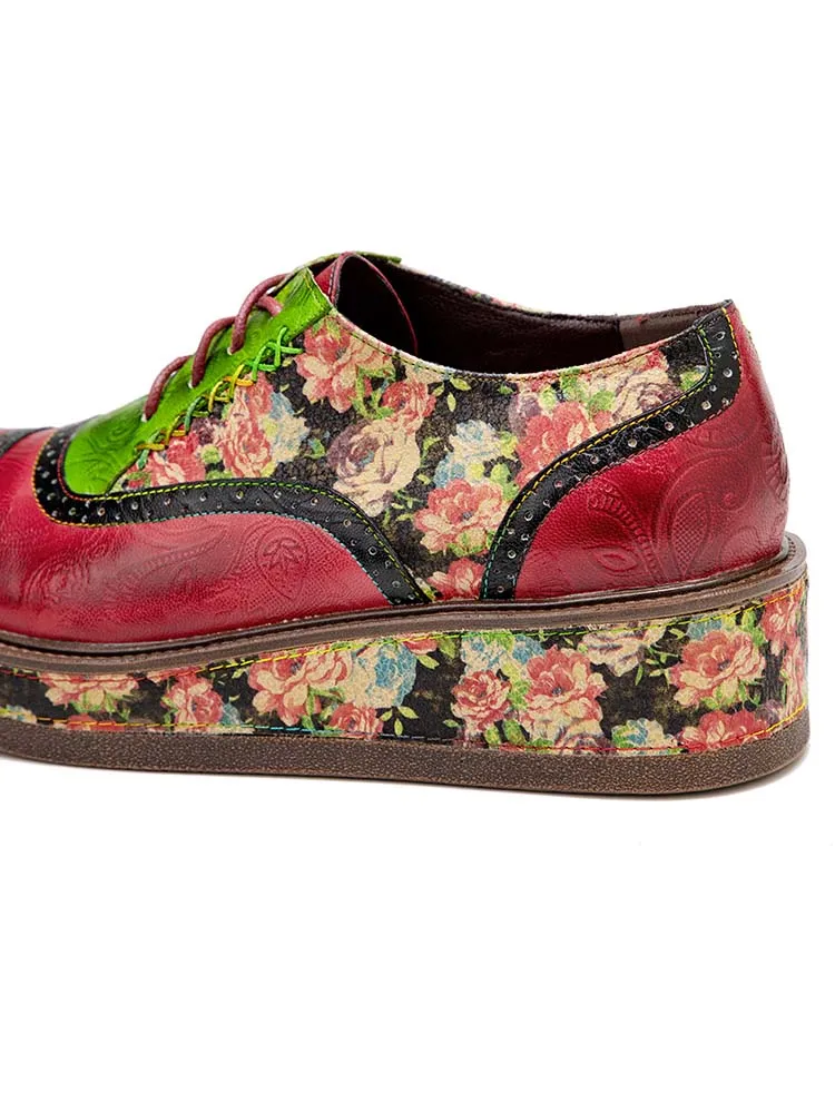 Vintage Comfy Casual Stitching Floral Oxfords Shoes