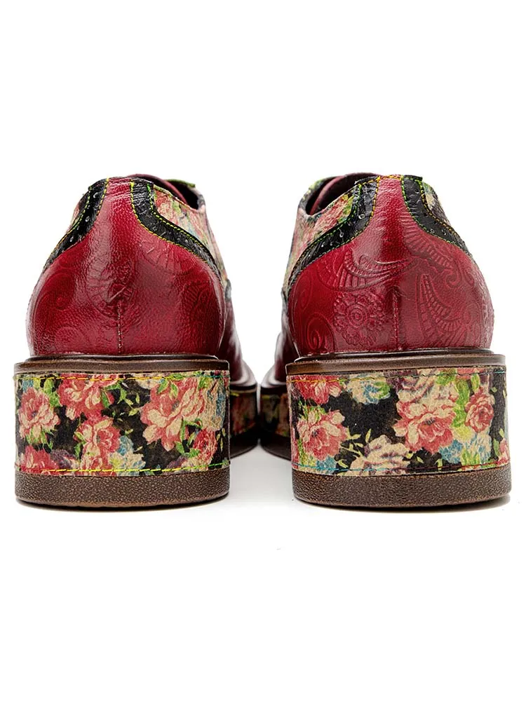Vintage Comfy Casual Stitching Floral Oxfords Shoes