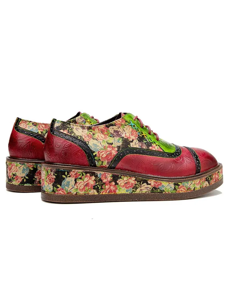 Vintage Comfy Casual Stitching Floral Oxfords Shoes