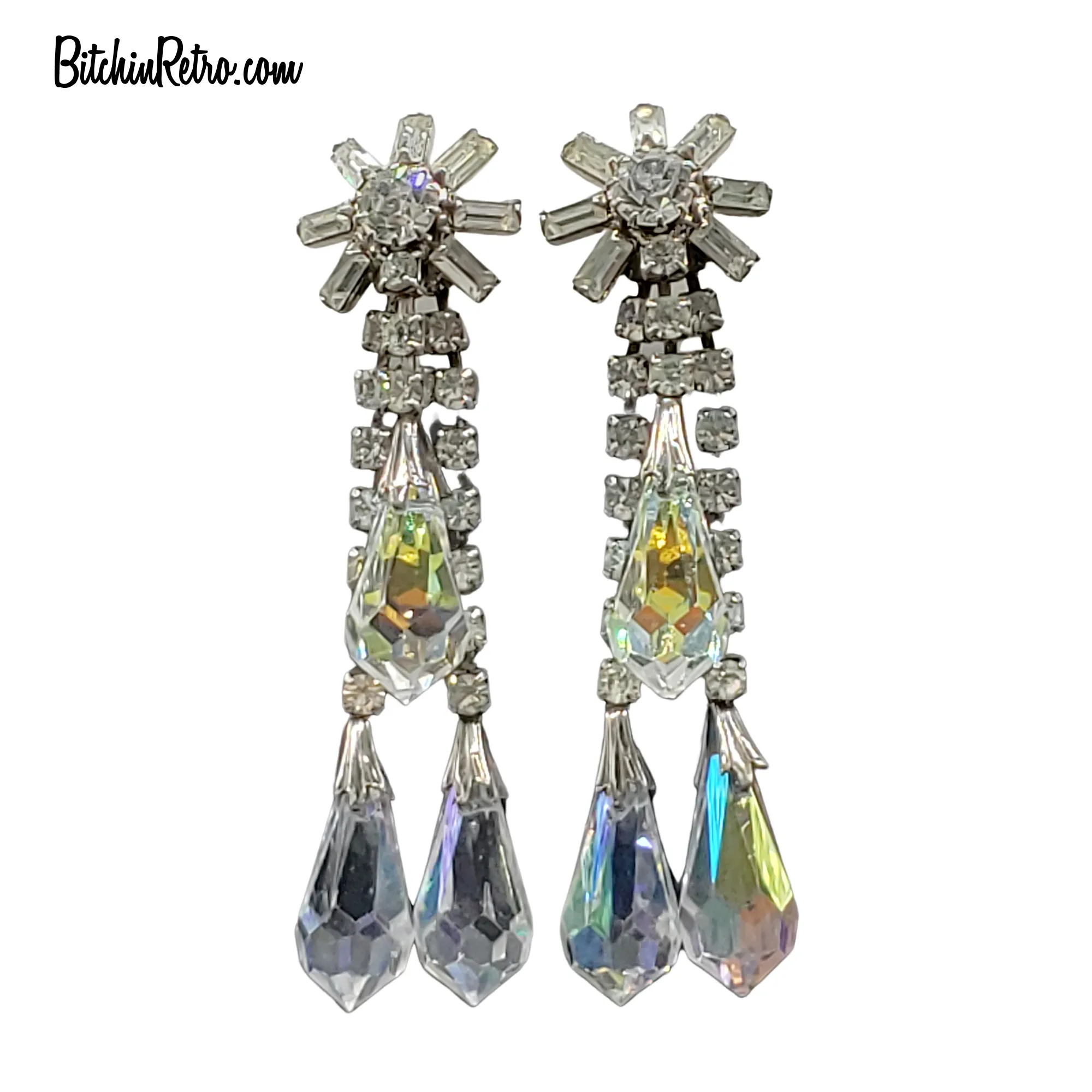 Vintage Rhinestone Chandelier Earrings