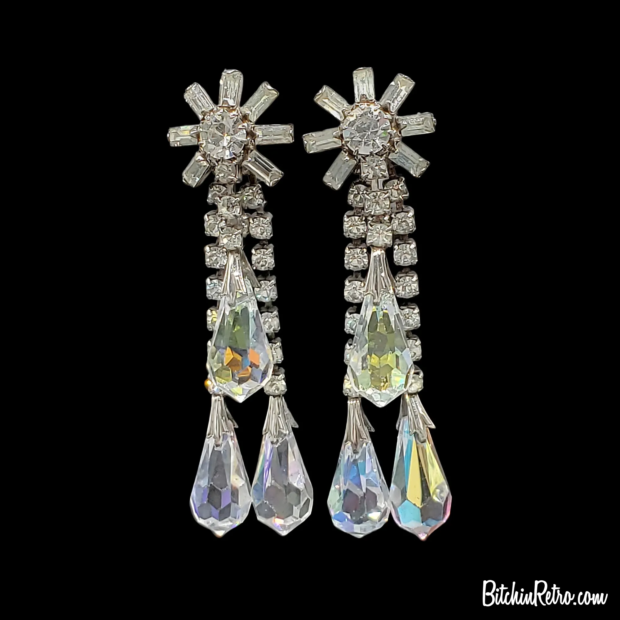 Vintage Rhinestone Chandelier Earrings