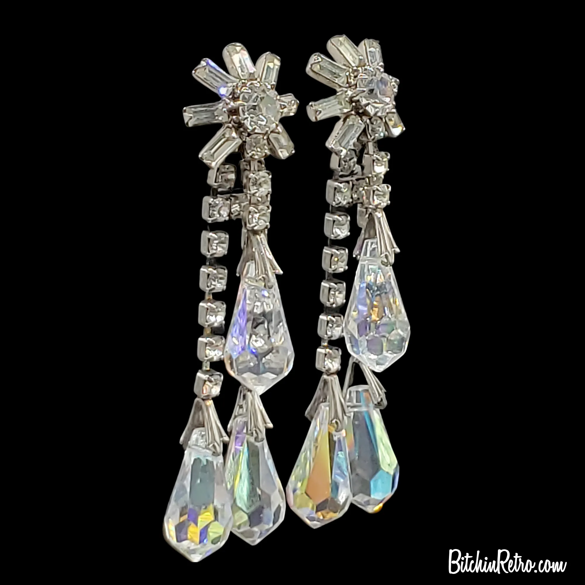 Vintage Rhinestone Chandelier Earrings