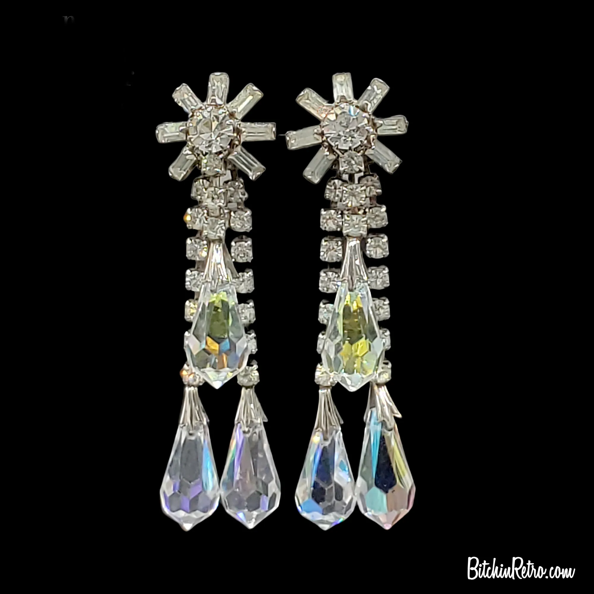 Vintage Rhinestone Chandelier Earrings
