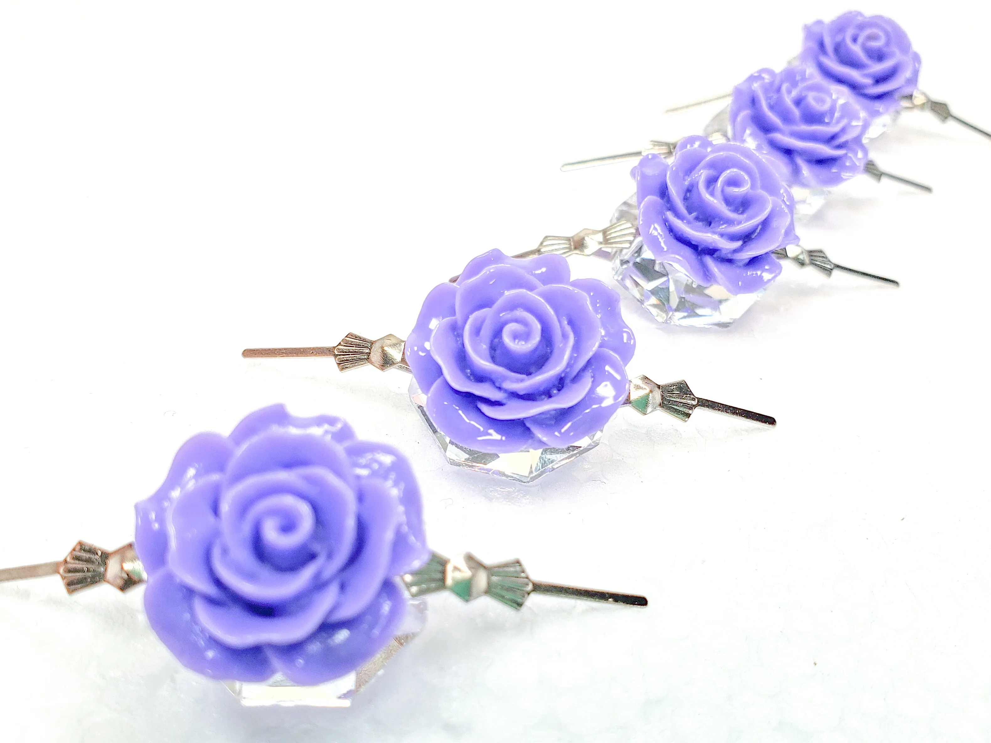 Violet Chandelier Roses Pack of 5 Crystals, Shabby Chic Rose Chandelier Decoration -81C