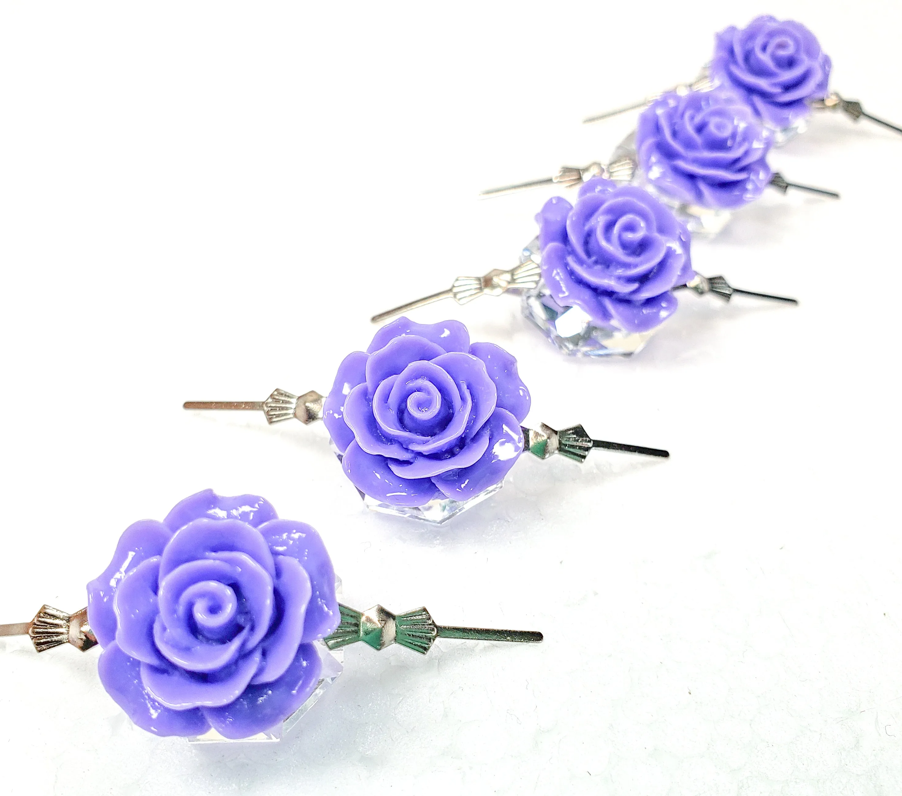 Violet Chandelier Roses Pack of 5 Crystals, Shabby Chic Rose Chandelier Decoration -81C