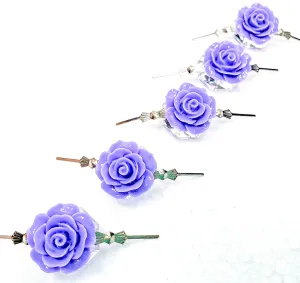 Violet Chandelier Roses Pack of 5 Crystals, Shabby Chic Rose Chandelier Decoration -81C