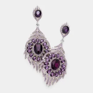 Violet Crystal and Rhinestone Chandelier Earrings | Pageant Earrings | 592157