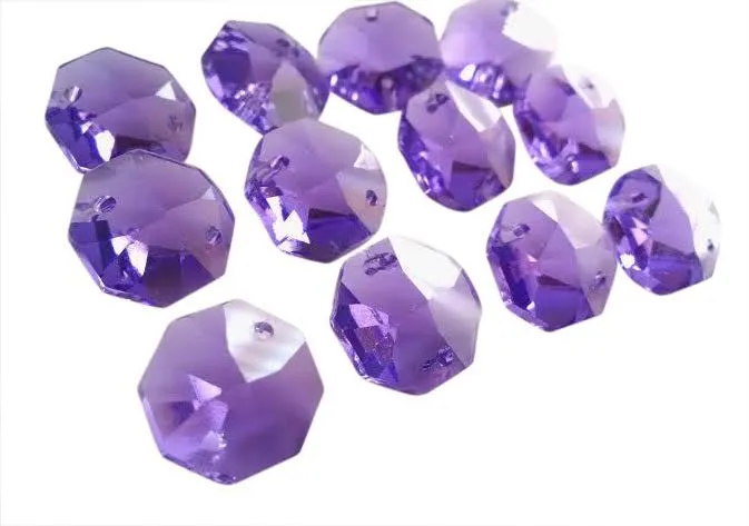 Violet Purple 14mm Octagon Beads Chandelier Crystals 2 Holes