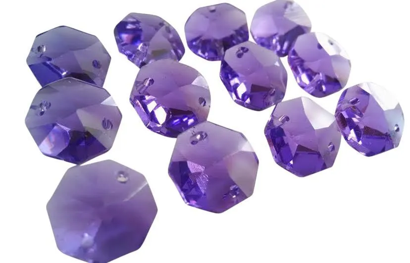 Violet Purple 14mm Octagon Beads Chandelier Crystals 2 Holes