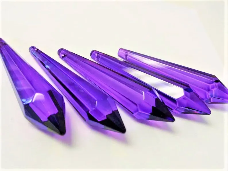 Violet Purple Icicle Chandelier Crystals, Pack of 5 Pendants