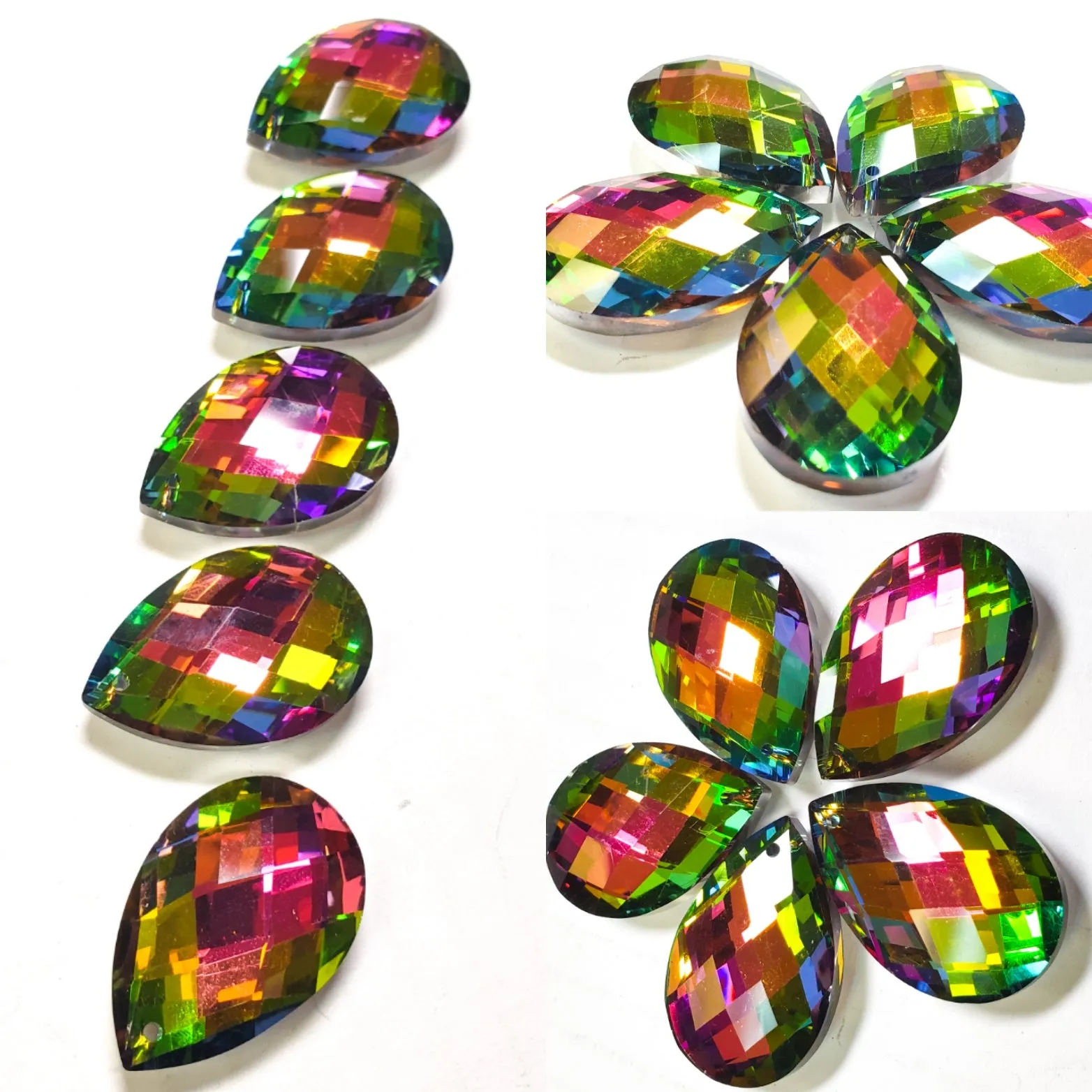 Vitrail Rainbow Diamond Cut Teardrop Chandelier Crystals, 38mm Pack of 5