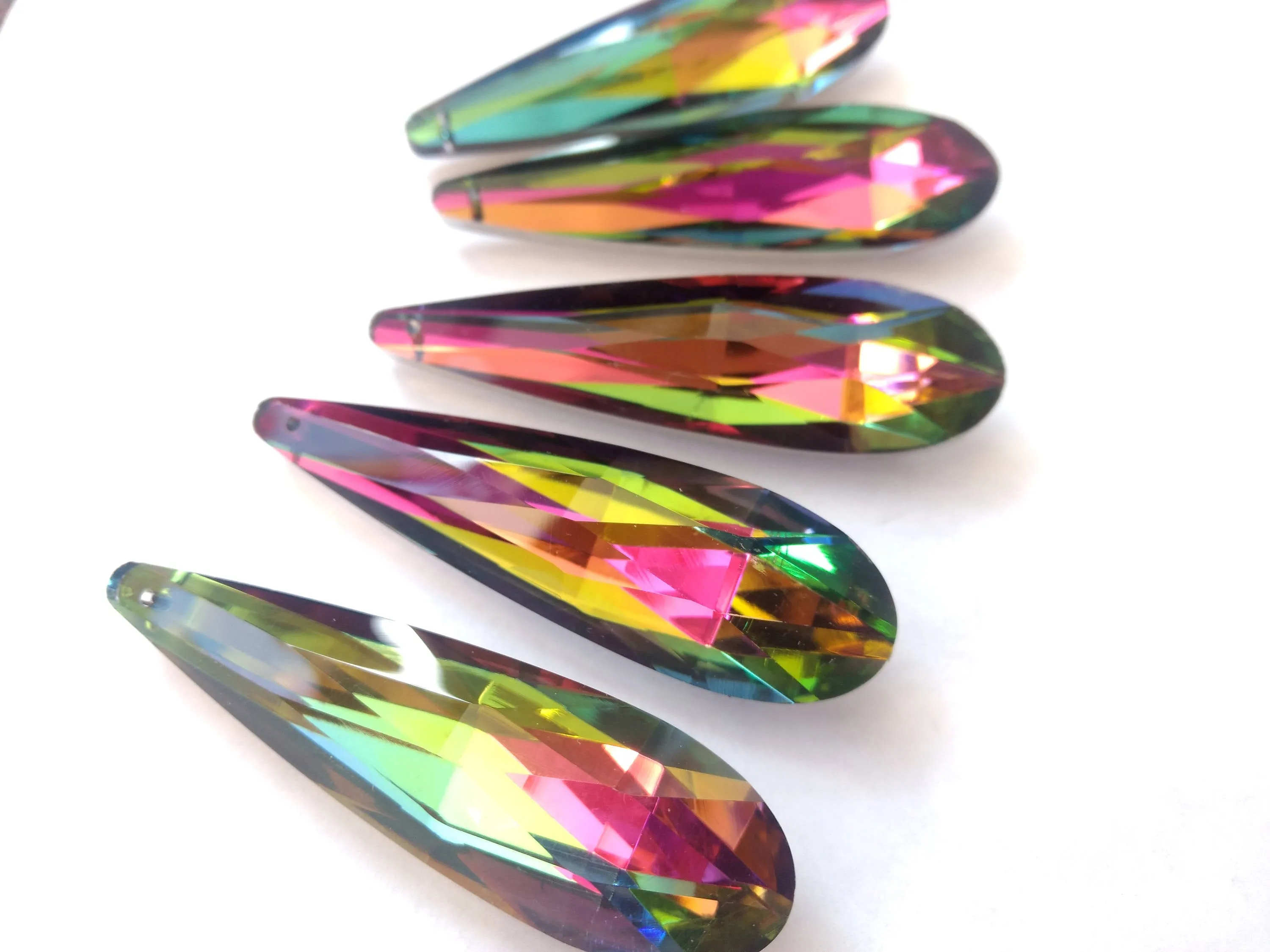 Vitrail Rainbow Long Teardrop Chandelier Crystals Pendants, Pack of 5