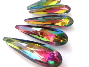 Vitrail Rainbow Long Teardrop Chandelier Crystals Pendants, Pack of 5