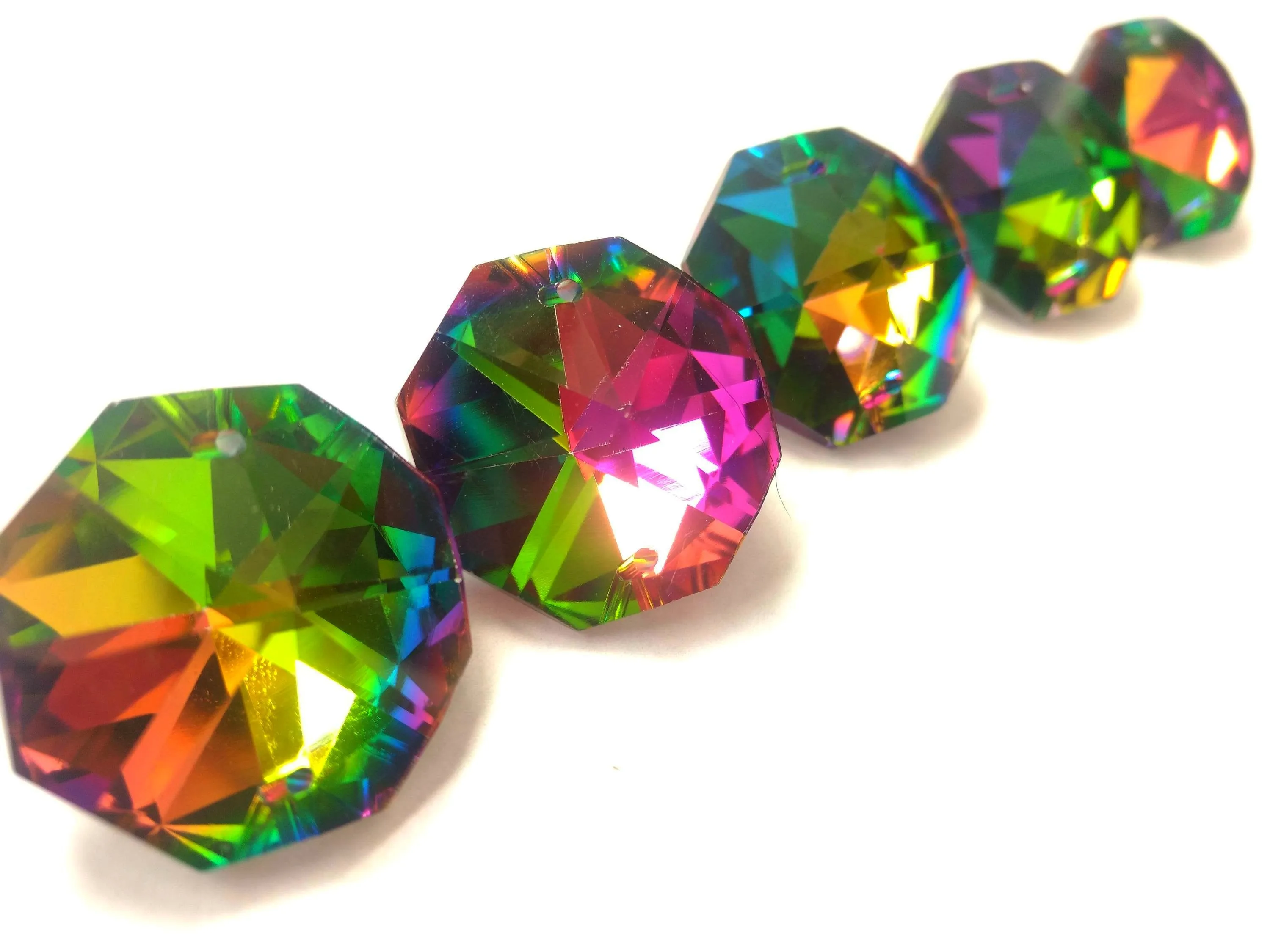 Vitrail Rainbow Octagon Beads 30mm Chandelier Crystals, Pack of 5