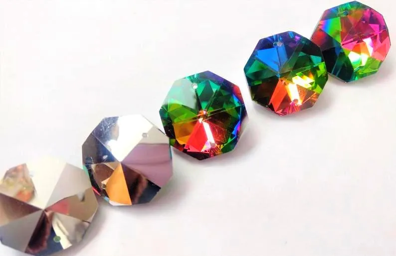 Vitrail Rainbow Octagon Beads 30mm Chandelier Crystals, Pack of 5