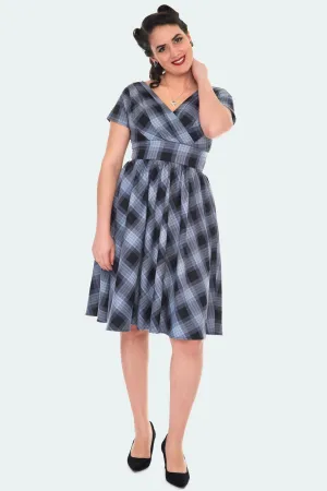 Voodoo Vixen Marianne Plaid Fit & Flare Dress Grey
