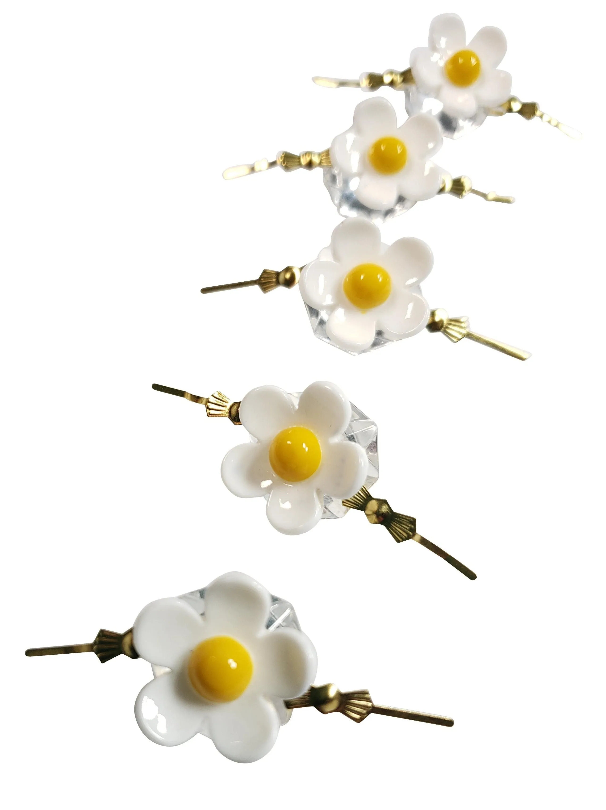 White and Yellow Daisies for Chandelier Pack of 5 Crystals, Chic Daisy Chandelier Decoration - 80L