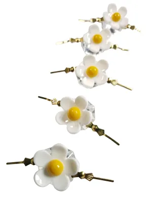 White and Yellow Daisies for Chandelier Pack of 5 Crystals, Chic Daisy Chandelier Decoration - 80L