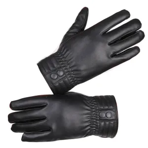 Winter Lined Black Mens Leather Gloves for Winters -Touchscreen warm gloves - for Skiing or