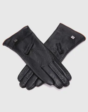 Women's Bow and Stitch Touchscreen Sheepskin Gloves