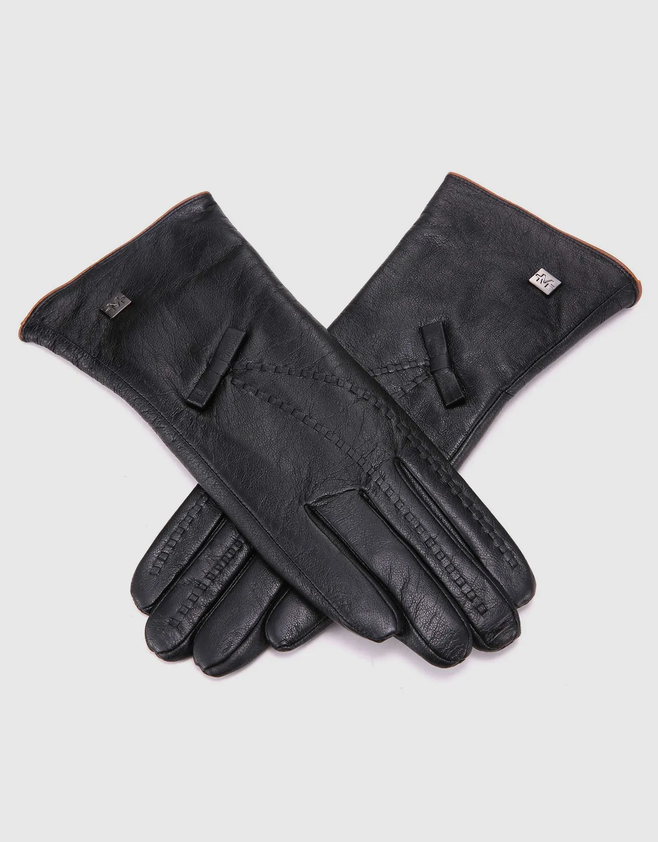 Women's Bow and Stitch Touchscreen Sheepskin Gloves
