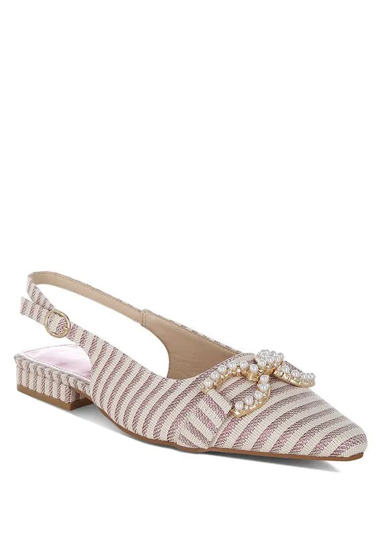 Women's Pearl-Detailed Horsebit Woven Flats
