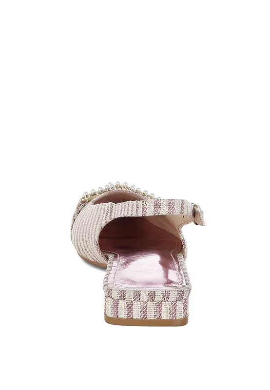 Women's Pearl-Detailed Horsebit Woven Flats