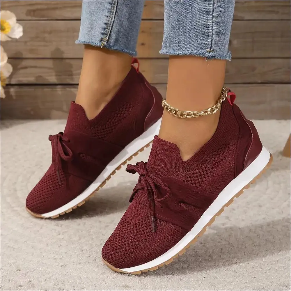 Woven Lace Up Round Toe Flats - Chic Athletic Style