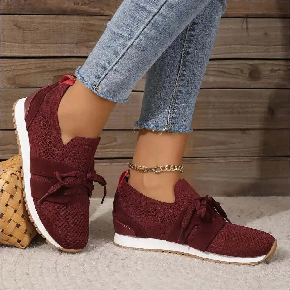 Woven Lace Up Round Toe Flats - Chic Athletic Style
