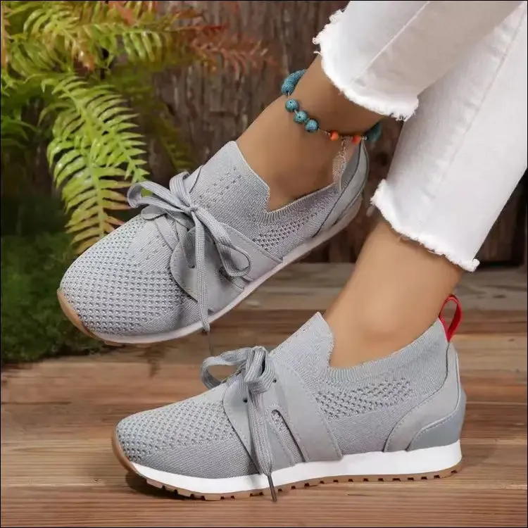 Woven Lace Up Round Toe Flats - Chic Athletic Style