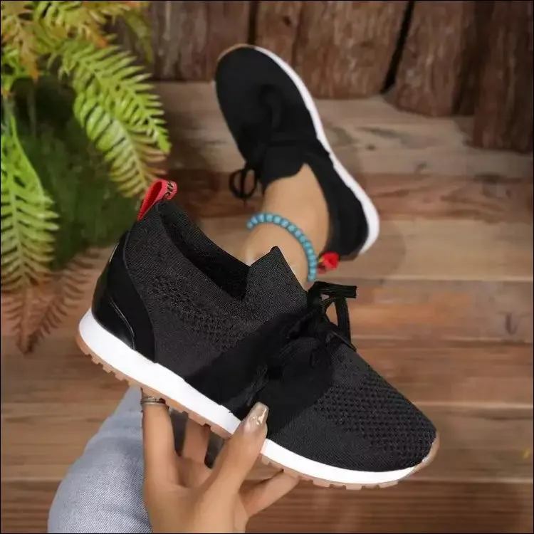 Woven Lace Up Round Toe Flats - Chic Athletic Style