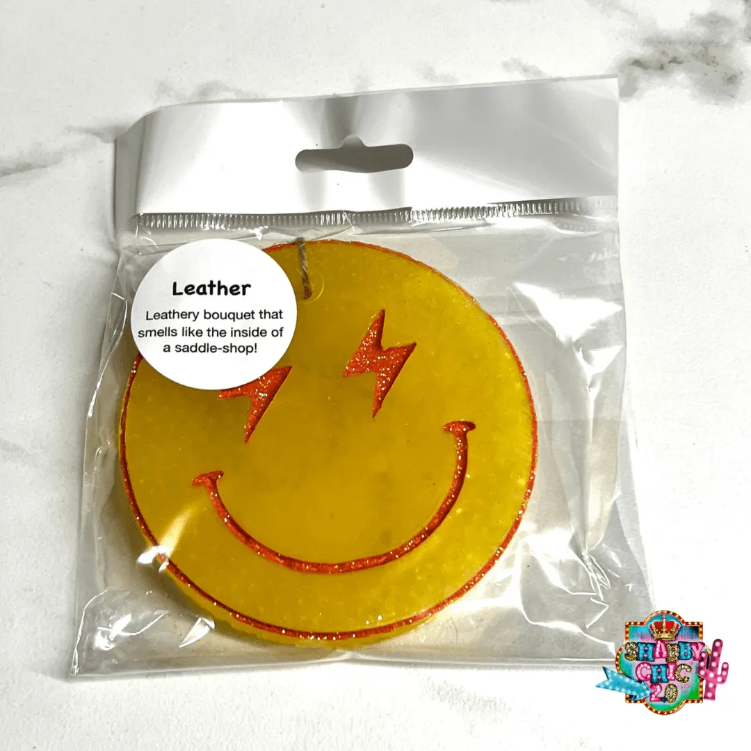Yellow Lightning Bolt Happy Car Freshies