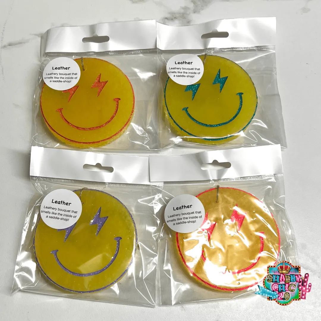 Yellow Lightning Bolt Happy Car Freshies