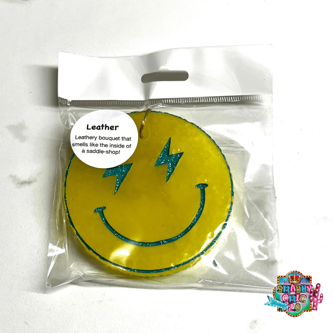 Yellow Lightning Bolt Happy Car Freshies
