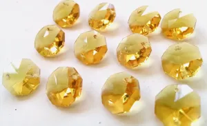 Yellow 14mm Octagon Beads Chandelier Crystals 2 Holes