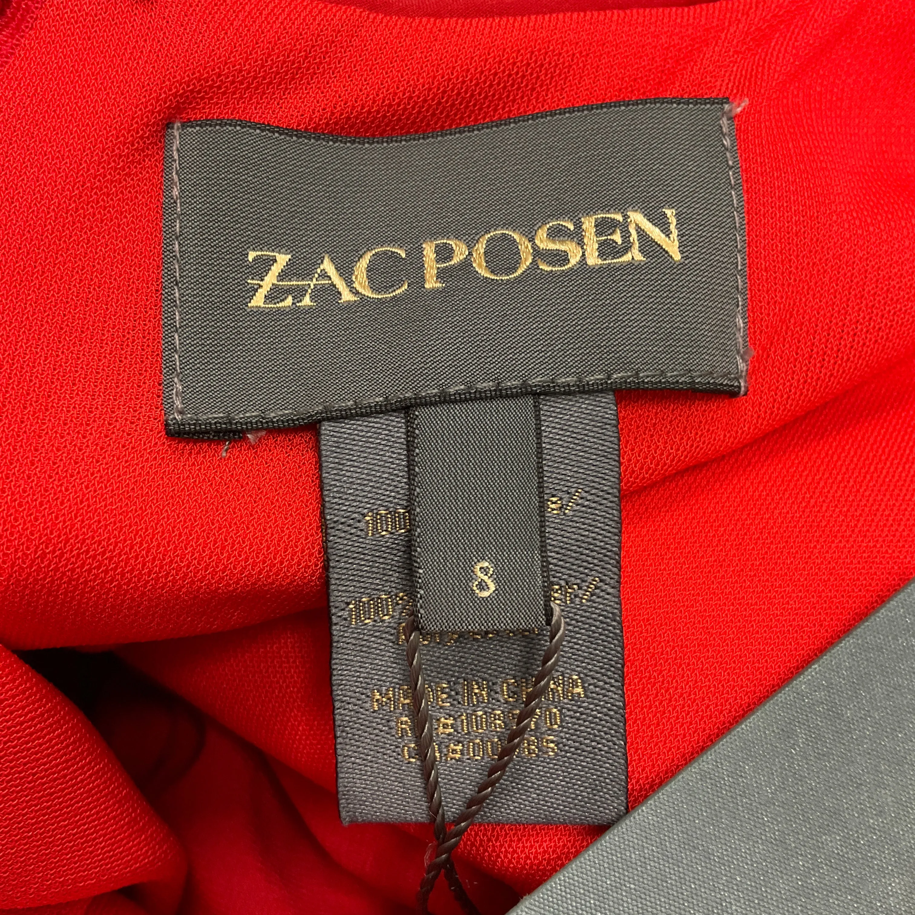 Zac Posen Mandarin Red Draped Sleeveless Cocktail Dress