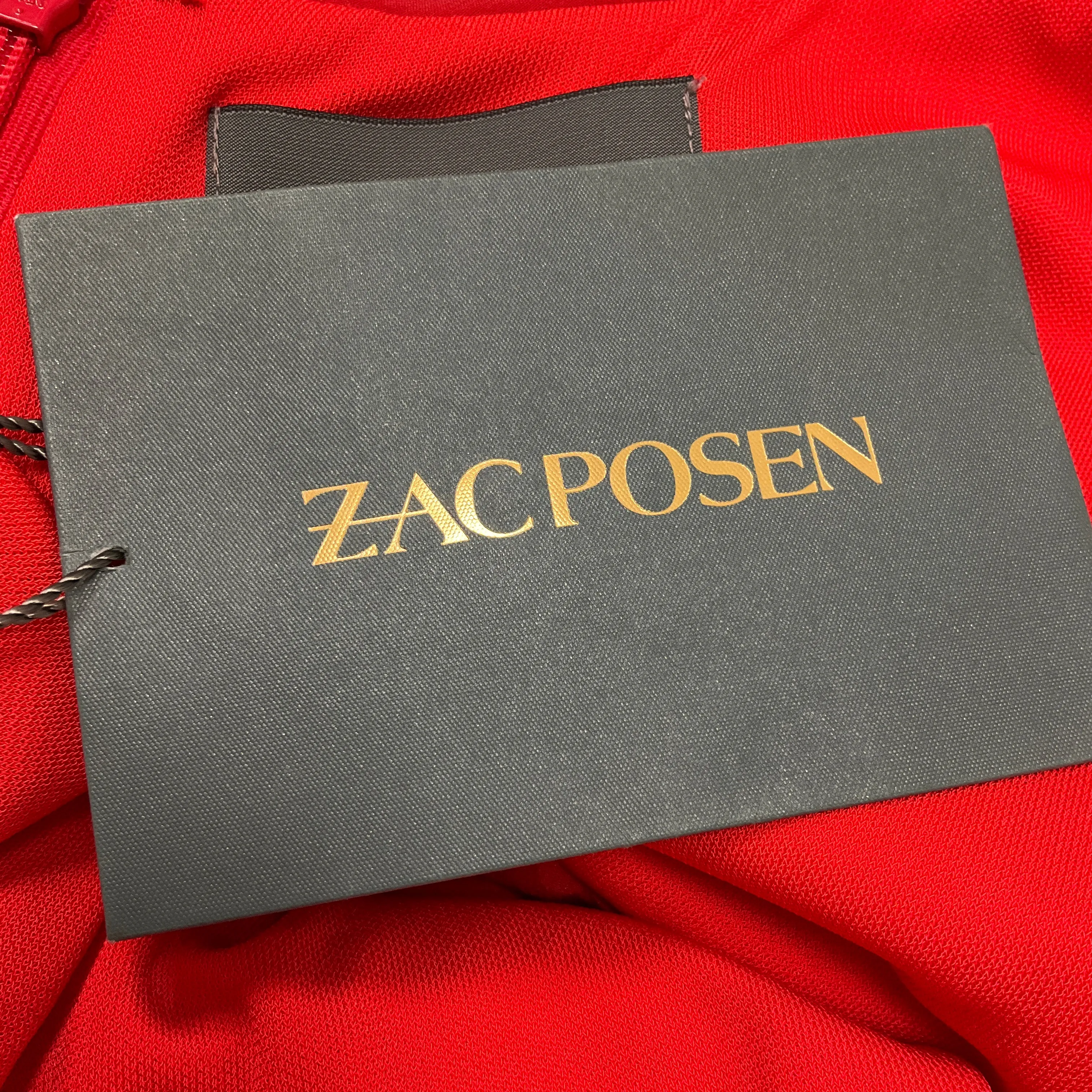 Zac Posen Mandarin Red Draped Sleeveless Cocktail Dress