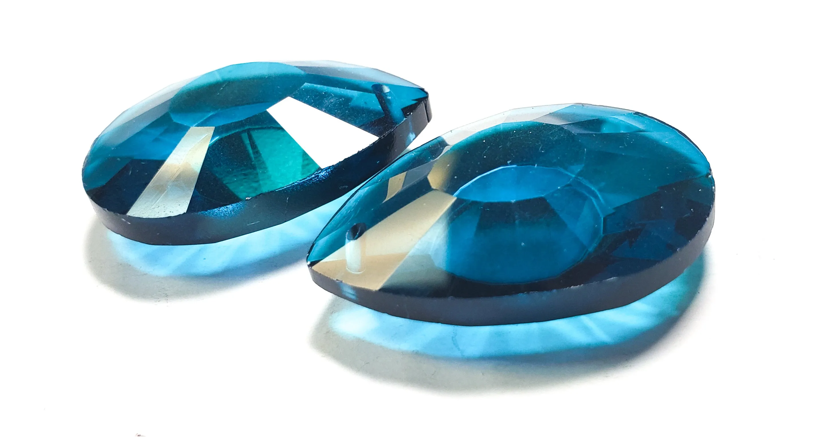Zircon Blue Flat Teardrop Chandelier Crystals, 38mm Pack of 5