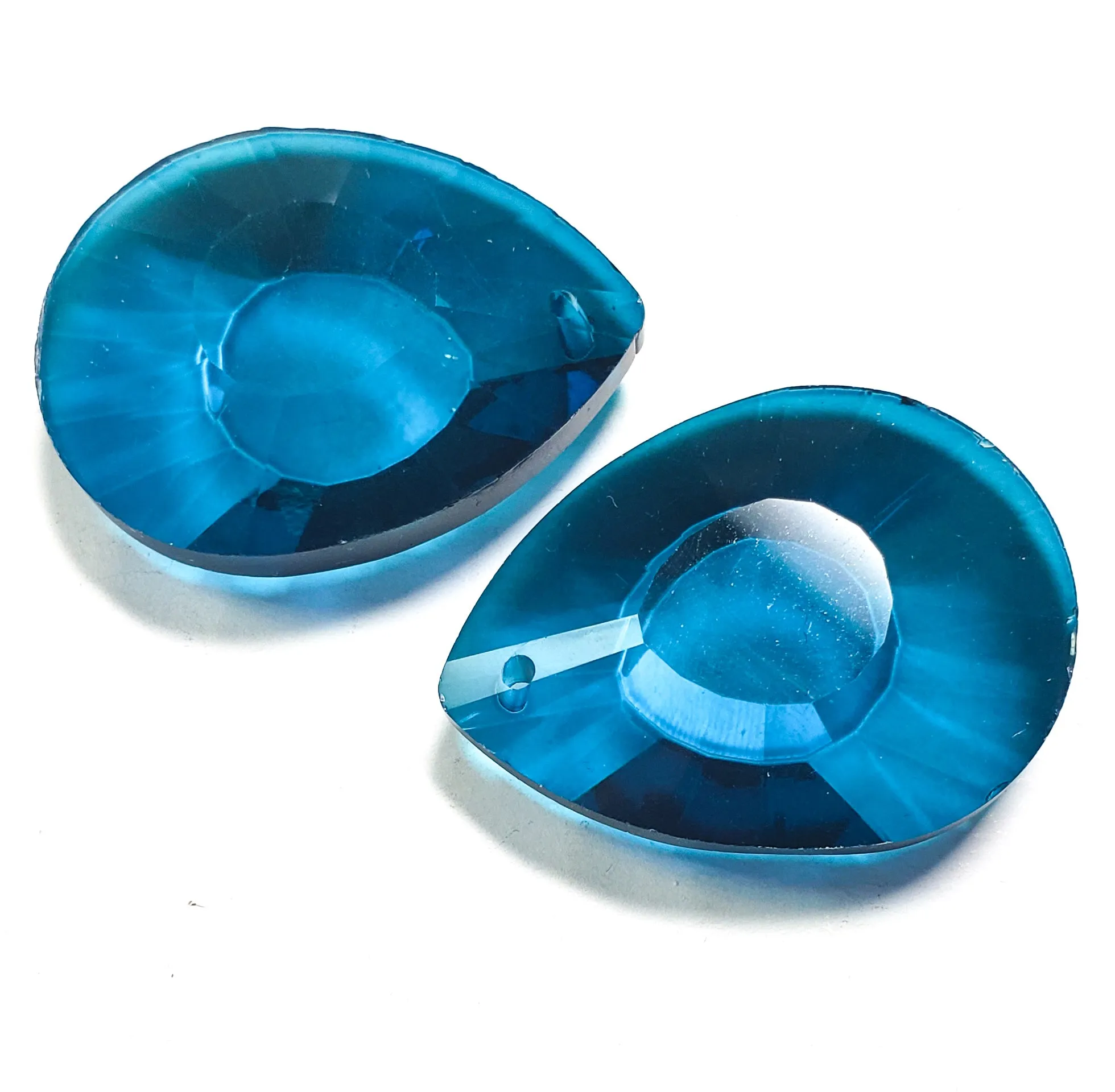 Zircon Blue Flat Teardrop Chandelier Crystals, 38mm Pack of 5